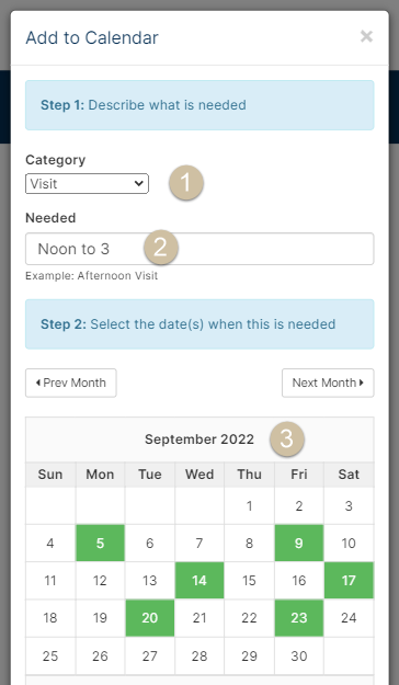 Meal Train Plus add or remove dates